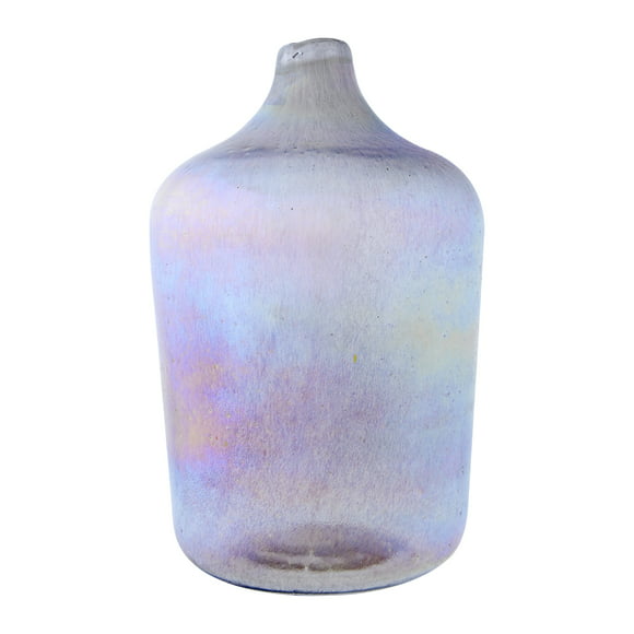 Creative Co-Op Blue and Copper Etched Design Glass Vase 